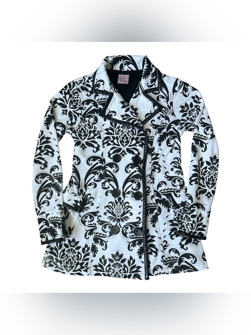 L.A. Kitty black and whit fitted Avant Garde cotton blend jacket size small